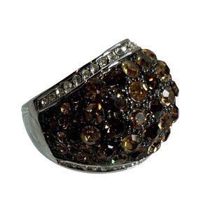 Park Lane Truffles Statement Cocktail Ring Brown Rhinestone Dome Sparkle Size 8